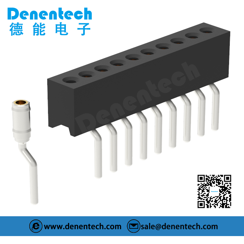 Denentech  hot sale 1.27MM machined female header H4.10xW2.20 single row right angle SMT female socket pin
